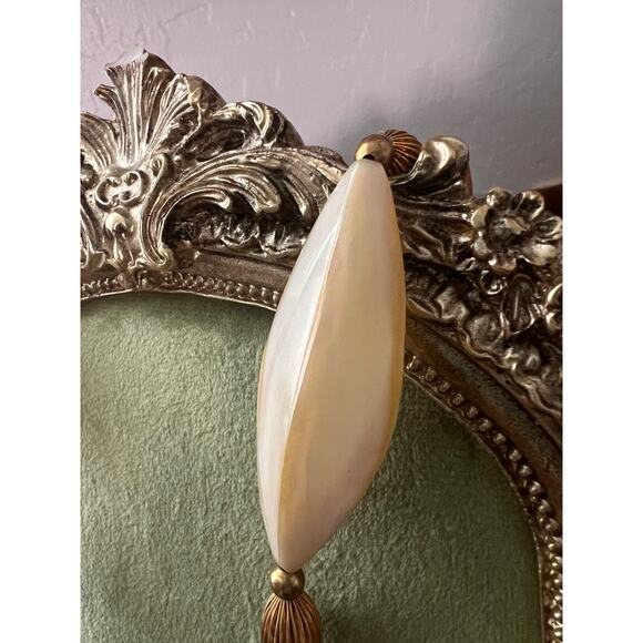 Vintage Mother of Pearl & Aventurine Necklace & Earring Set Statement Jewelry - Picture 5 of 9